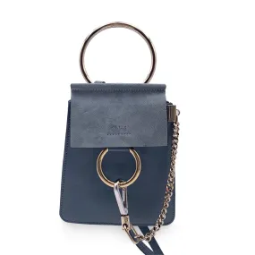 Chloe Light Blue Suede and Leather Mini Faye Shoulder Bag