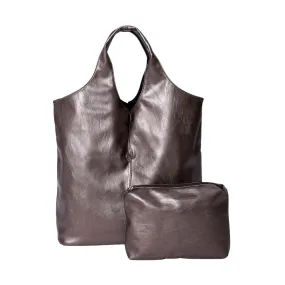 2PCS Reversible Metallic Tote and Pouch Bags