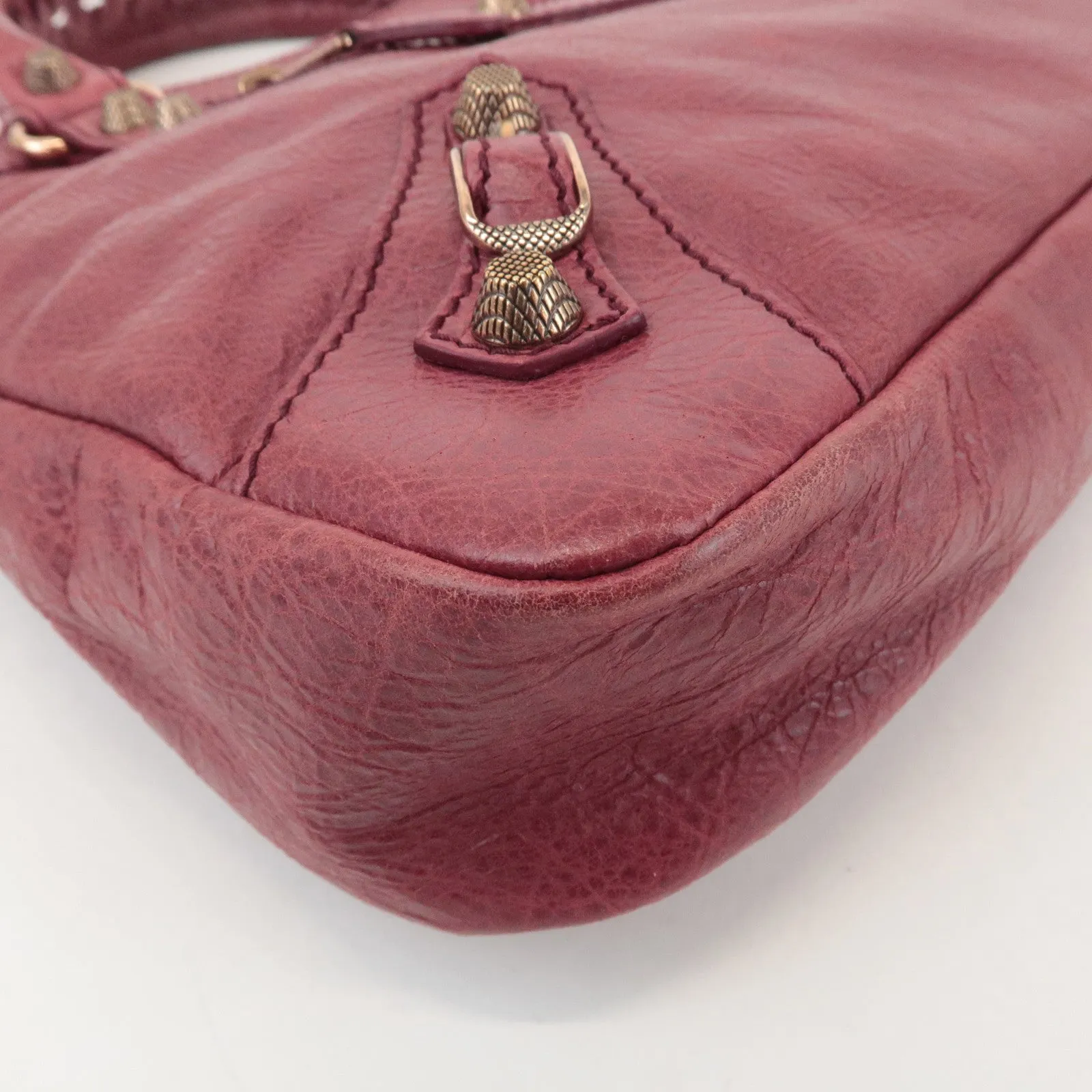 BALENCIAGA Giant Town Leather 2Way Hand Bag Wine Red 285434