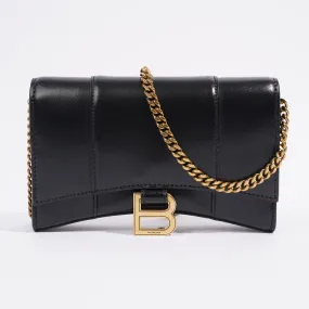 Balenciaga Hourglass Wallet On Chain Black Leather