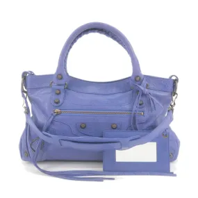 BALENCIAGA The First Leather 2Way Bag Hand Bag Purple 103208