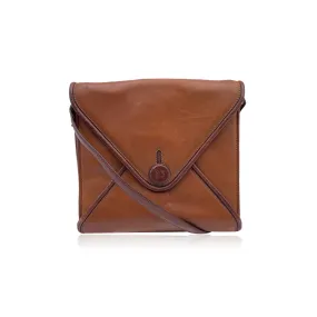 Battistoni Vintage Light Brown Leather Envelope Flap Shoulder Bag