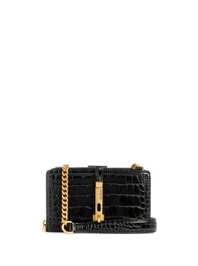 Black James Croco Mini Crossbody Bag