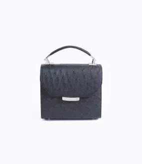 Black Ostrich Mini Steffany Tote