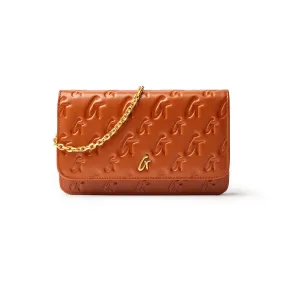 BROWN MONOGRAM WALLET ON CHAIN-GOLD