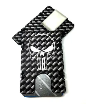 Carbon Fiber Pattern with Punisher - Billetvault Aluminum Wallet