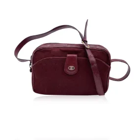 Celine Vintage Burgundy Macadam Canvas and Leather Shoulder Bag