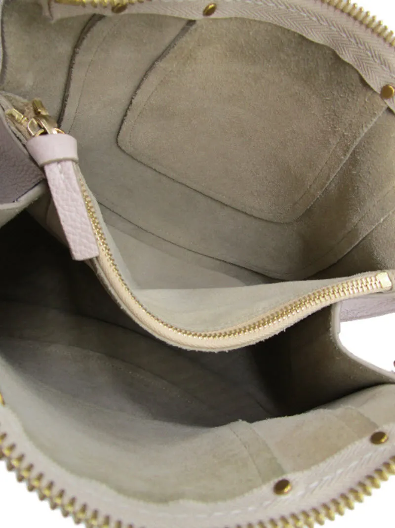 Chloe Small Hayley Ivory Beige Abstract White Leather Hobo Gold Hardware