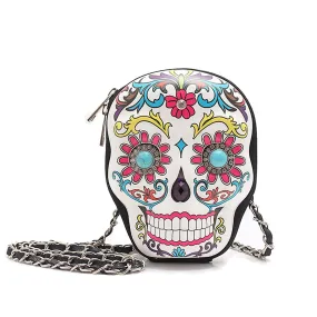 Colorful Sugar Skull Day of the Dead Hard Case Crossbody Clutch