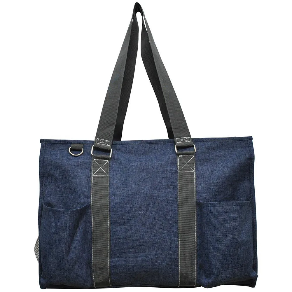 Crosshatch Blue NGIL Zippered Caddy Large Organizer Tote Bag