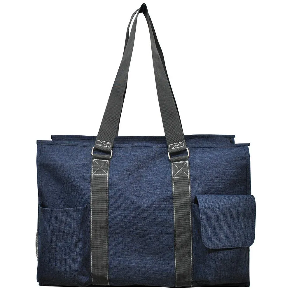 Crosshatch Blue NGIL Zippered Caddy Large Organizer Tote Bag