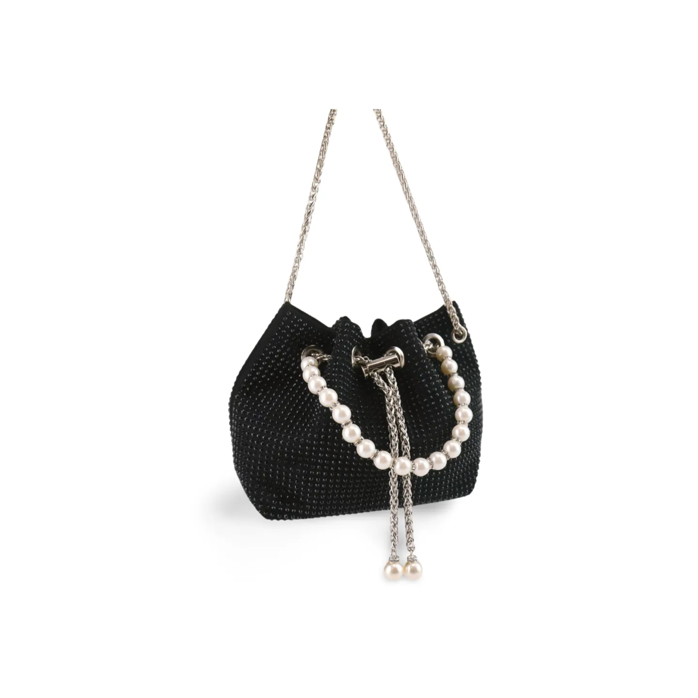 Dazzling Rhinestone Crossbody Bag for Women with Pearl Chain and Detachable Shoulder Chain