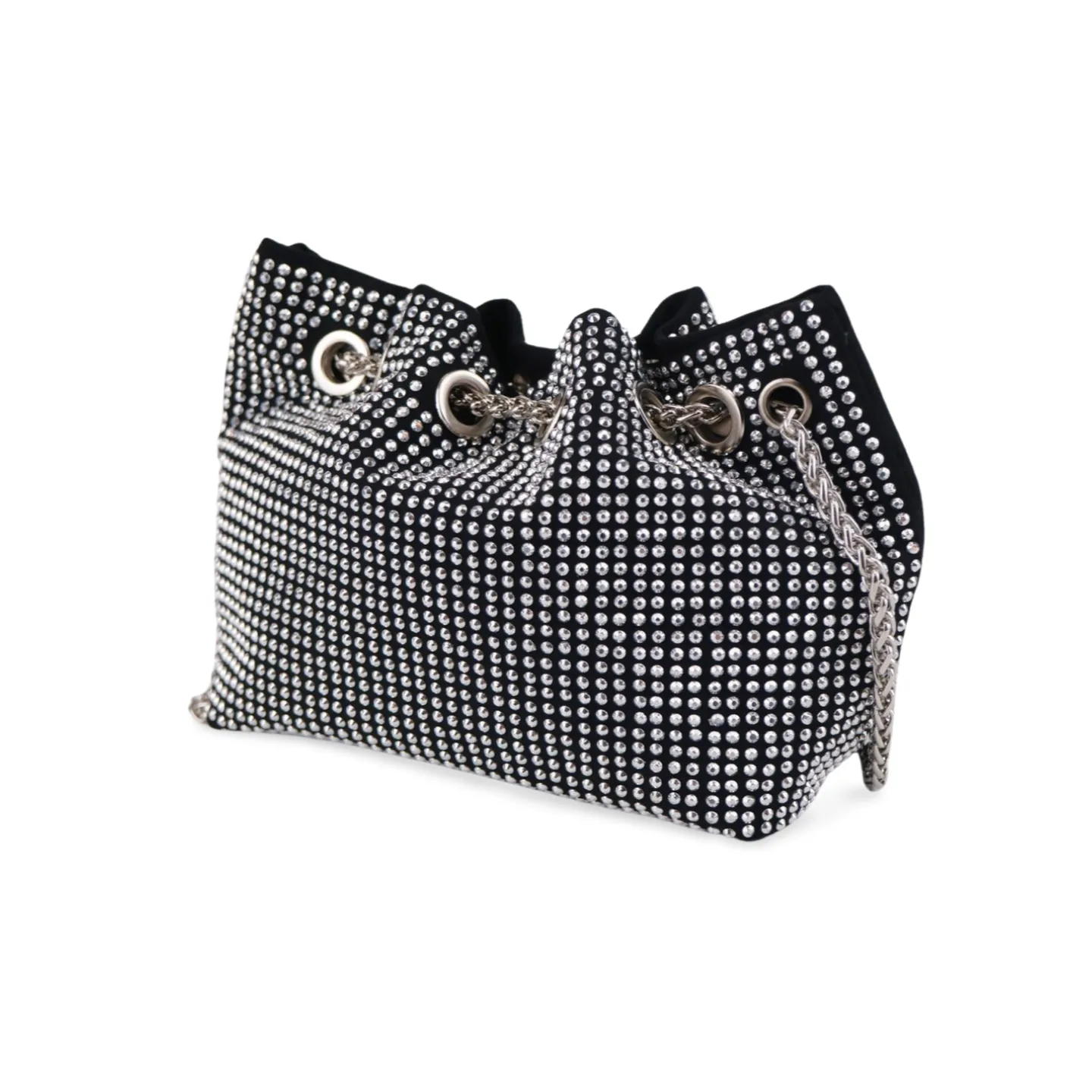 Dazzling Rhinestone Crossbody Bag for Women with Pearl Chain and Detachable Shoulder Chain