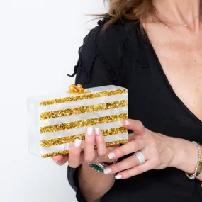 Edie Parker White And Gold Acrylic Clutch Bag