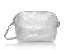 Fabucci Silver Leather Clutch Bag