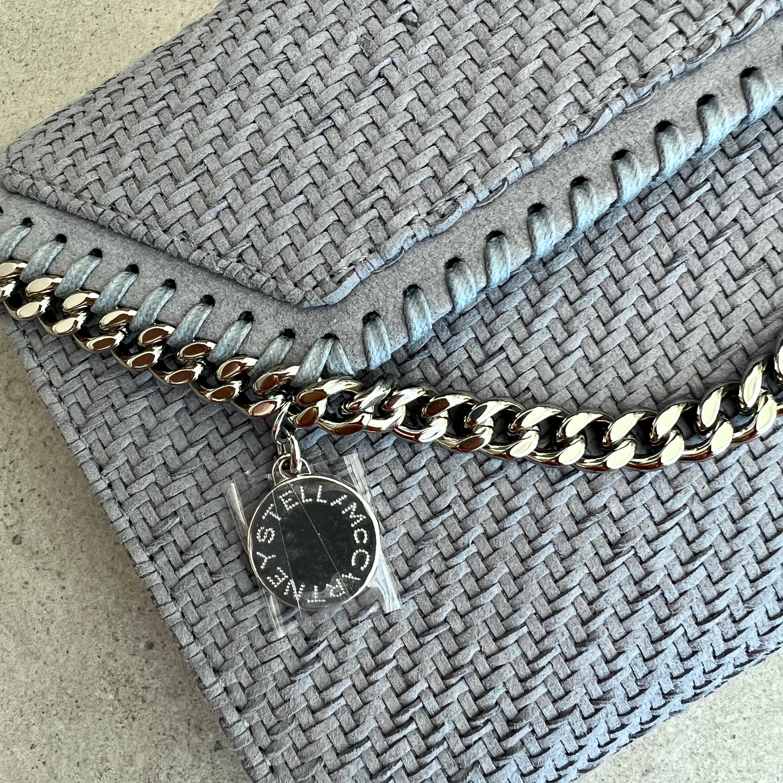 Falabella WOC Woven Vegan Suede, Blue Grey