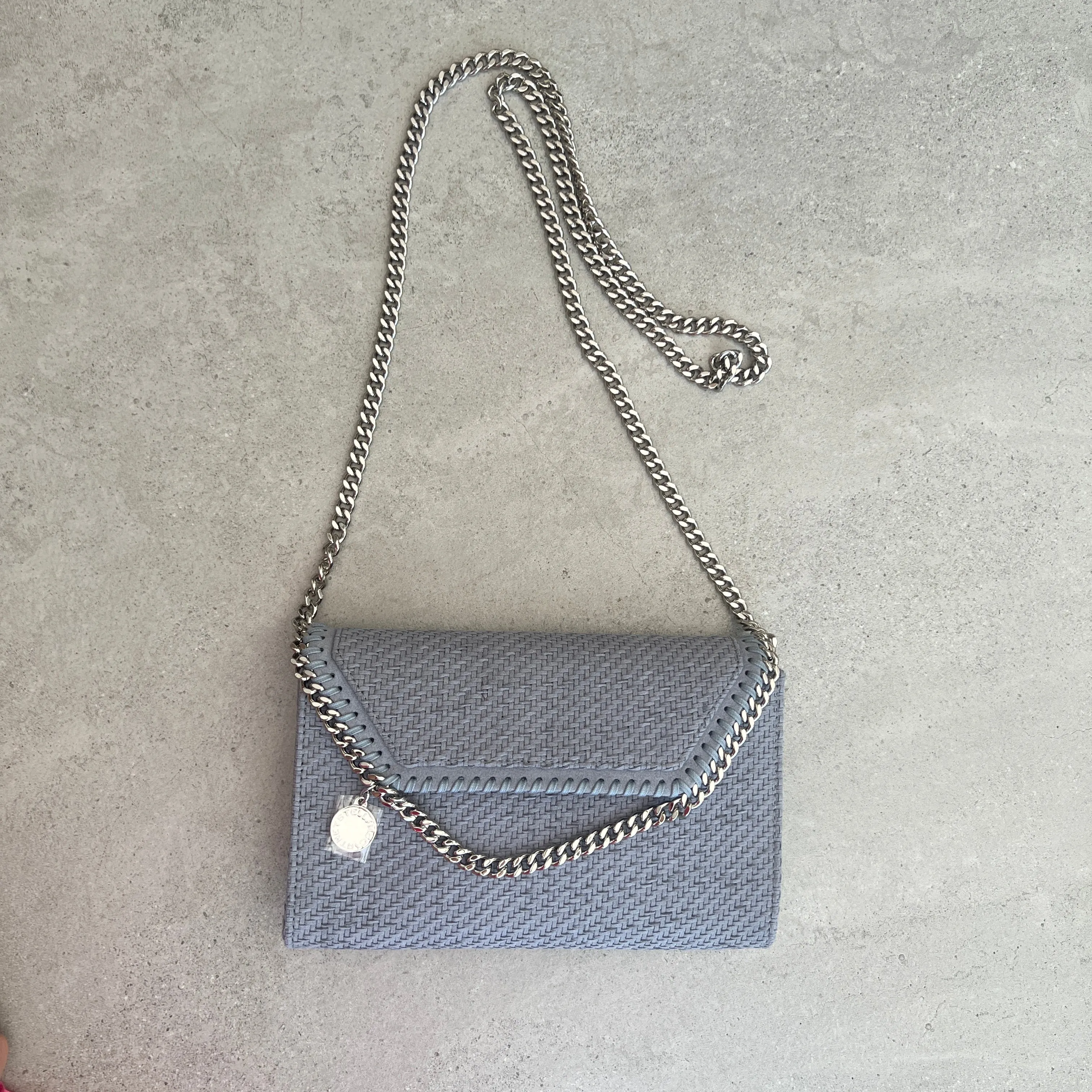 Falabella WOC Woven Vegan Suede, Blue Grey