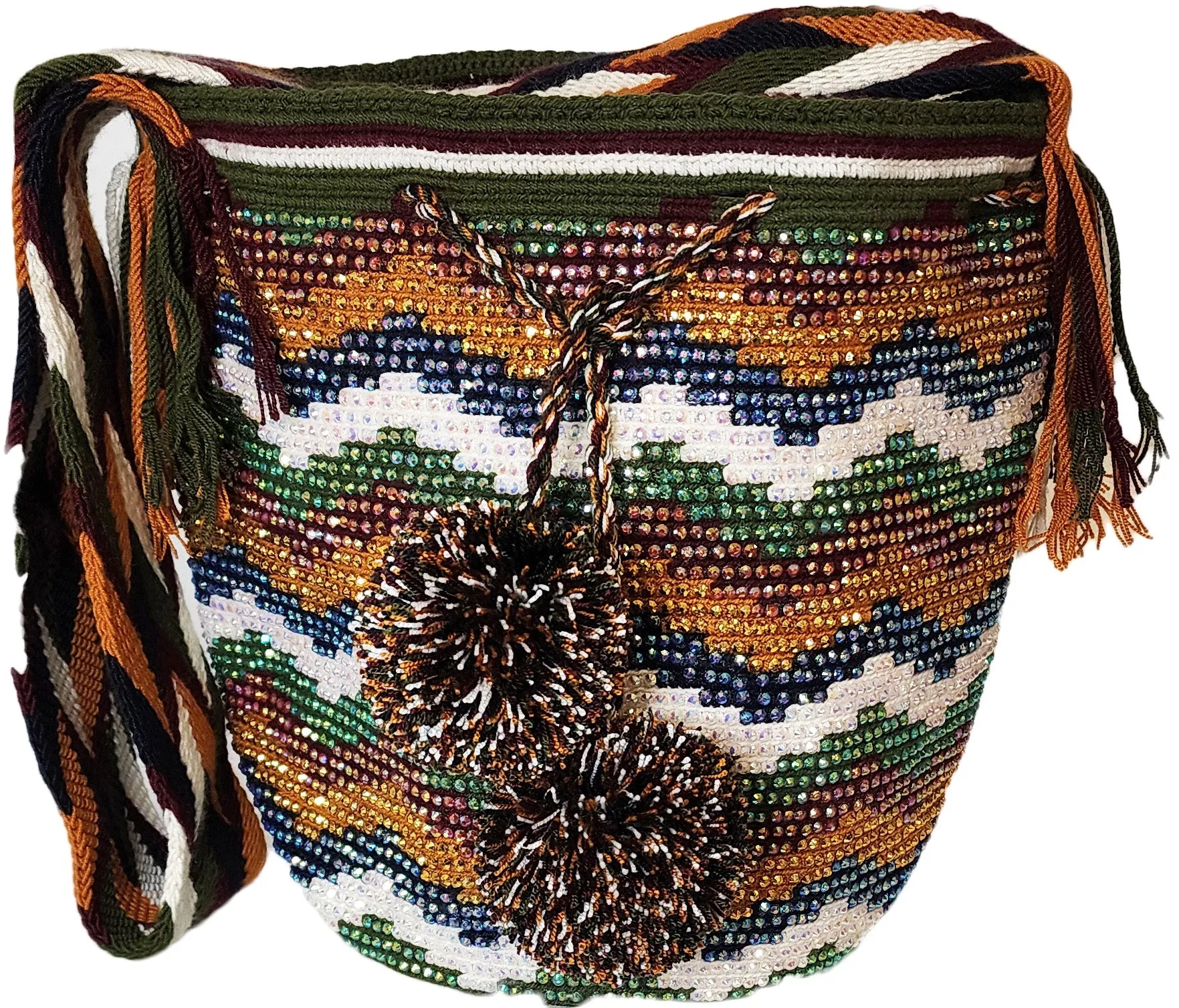 Jimena Handmade Crochet Wayuu Mochila Bag with crystals