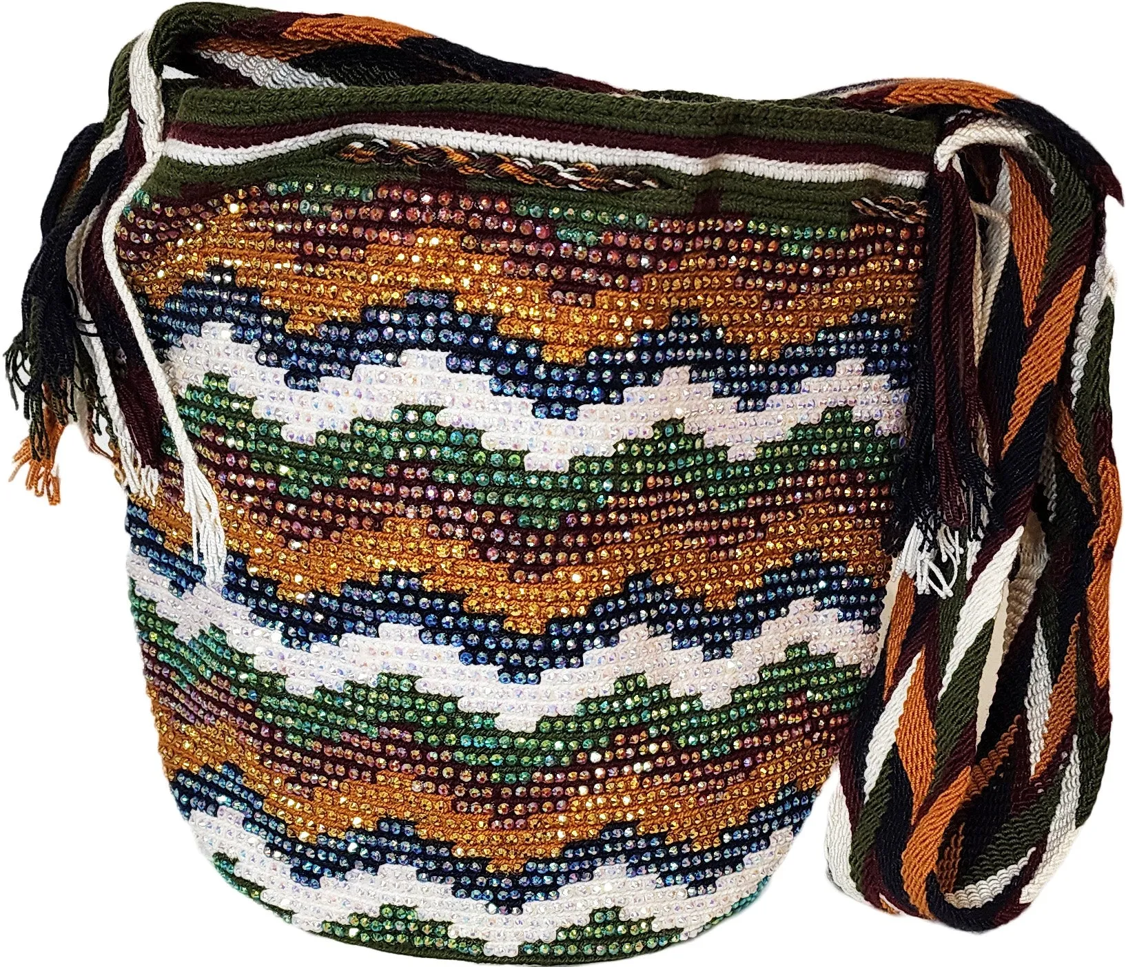 Jimena Handmade Crochet Wayuu Mochila Bag with crystals