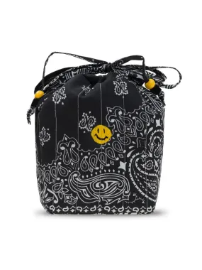 Mini Bucket Matelassé - HAPPY FACE - ALL BLACK