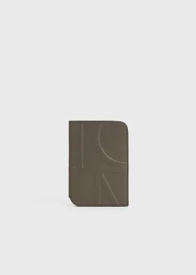 Monogram leather passport holder ash