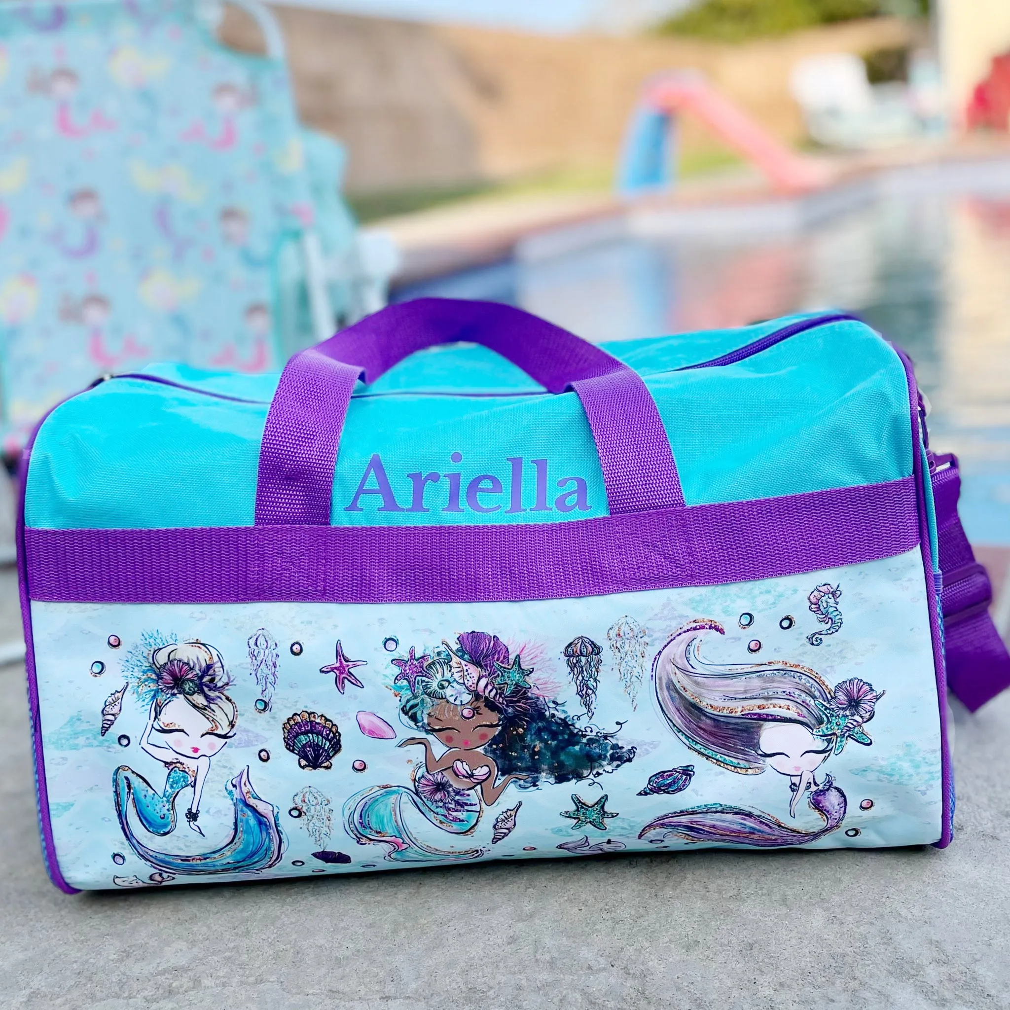 Personalized Kid's Travel Duffel Bag - Mermaid Squad