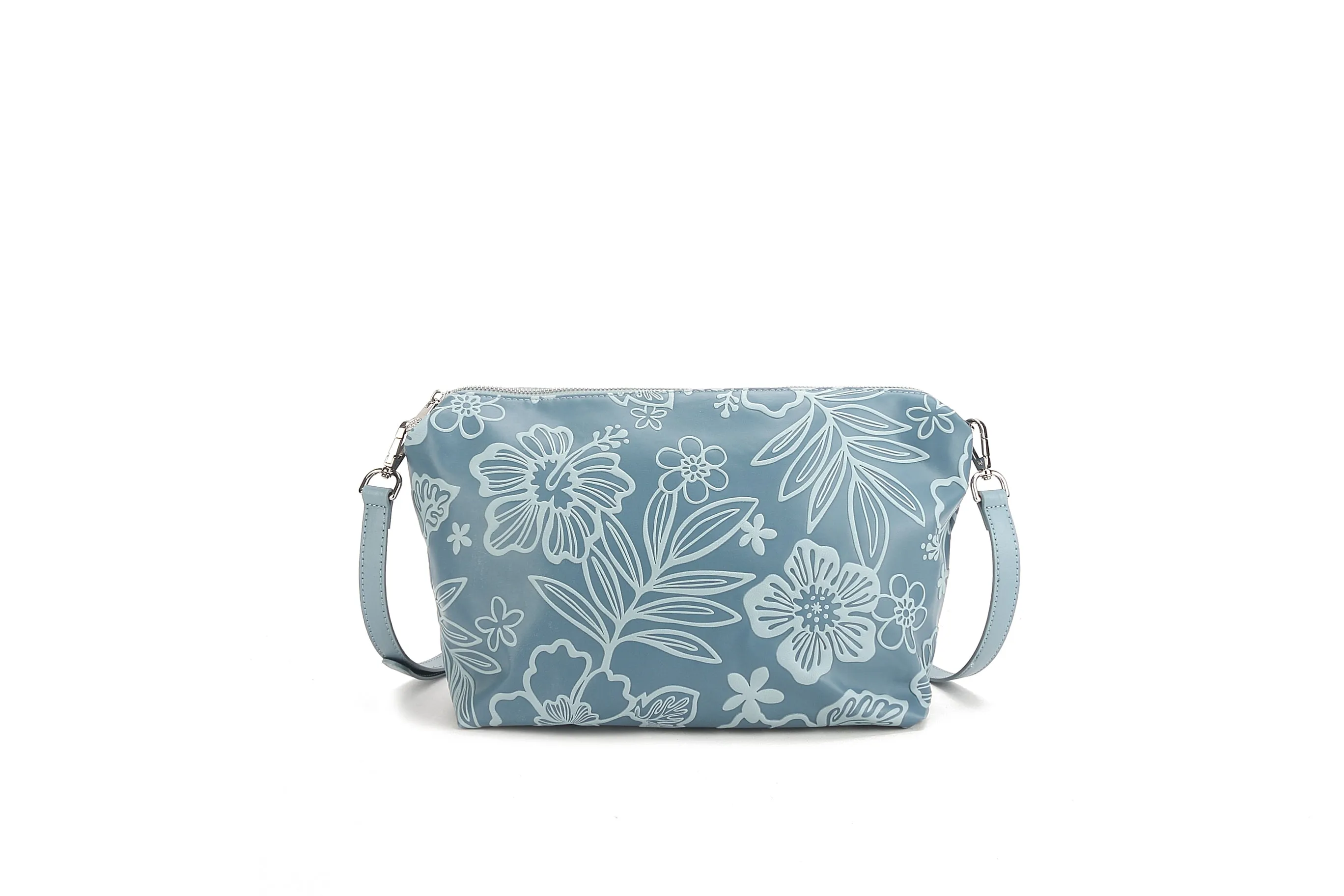 Reversible Tote Nancy Large Cherry Blossom Embossed Blue