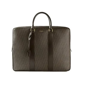 Saint Laurent Monogram Large Luggage Case Bag Dark Brown Coated Canvas