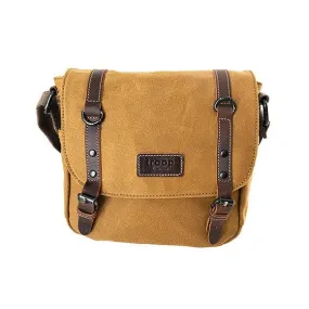 Troop London Heavy Wax Canvas Tall Messenger Bag | Camel