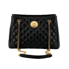 Versace La Medusa Nappa Quilted Black Leather Large Tote Bag